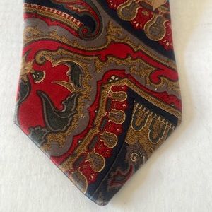 Bill Blass Vintage Red, Blue & Gold Paisley 100% Silk Tie